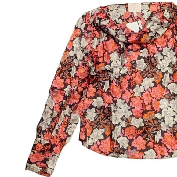 Cinq a Sept Taylee Blouse Cowl Neck Floral Print 100% Silk Top Small NWT - Picture 3 of 8